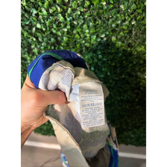 Boden | Blue Green Cream Floral Sorrento Ankle Skimmer Linen Pants, size 14R - Picture 3 of 4